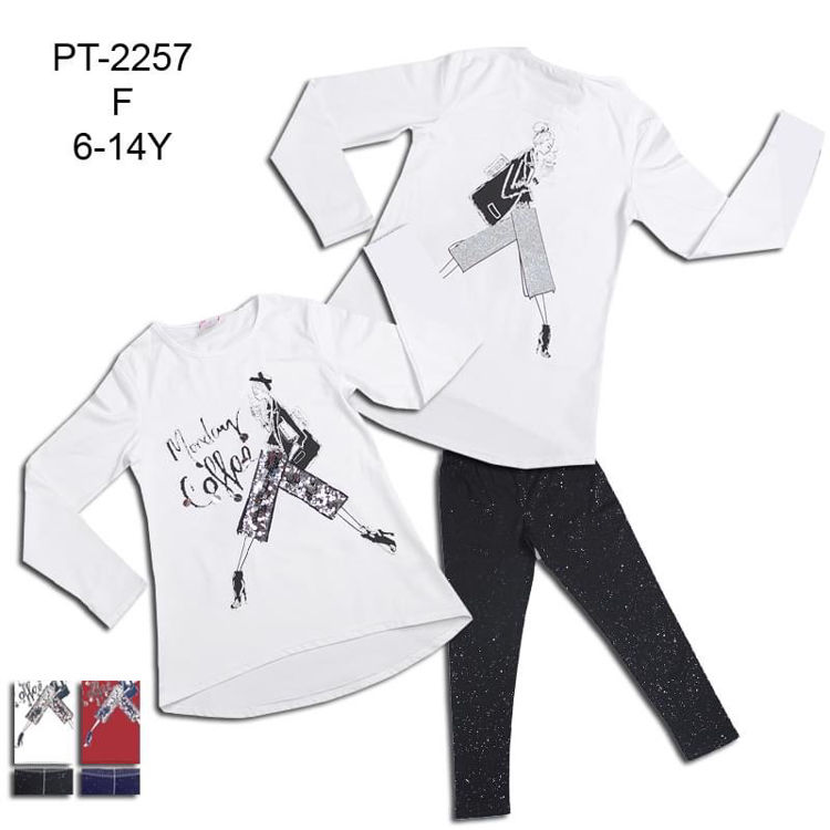 Picture of PT2257 GIRLS LONGSLEEVE TWO PIECE WITH LEGGINGS COTTON